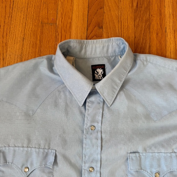 Retro Vintage Light Blue Western Snap Shirt - Picture 4 of 8